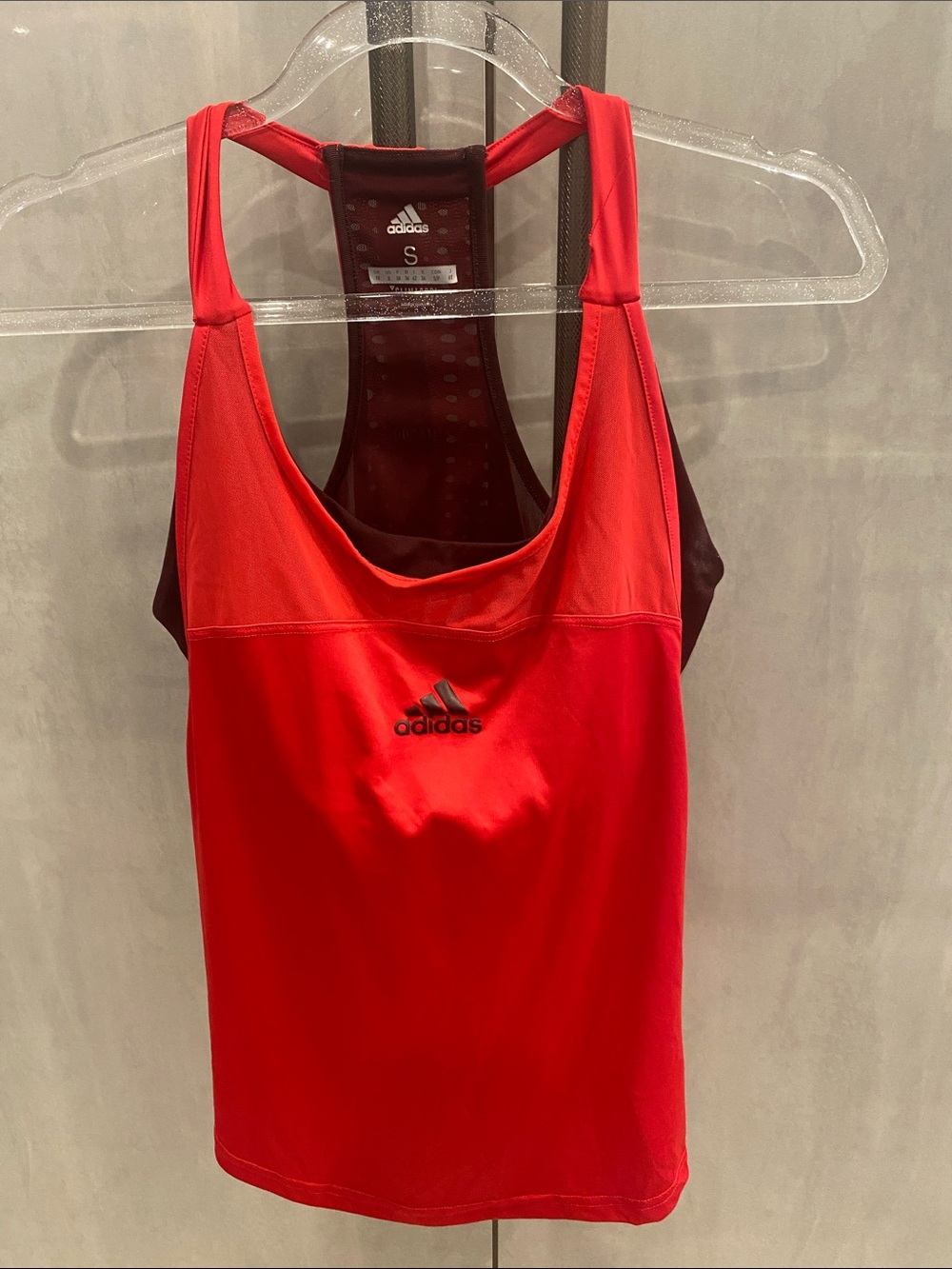 adidas Red/Maroon Racerback Sports Tank with Built-In Support size S